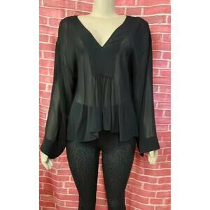 Theory Black Women's Kimono styled Tunic Top Texture Chiffon Size M? #C3